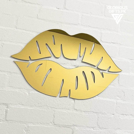 3D Lips Acrylic Wall Golden Mirror Beauty Room Sign GW009 - GloriousGifts.Pk | Pakistan's 1 Office & Home Decoration Brand