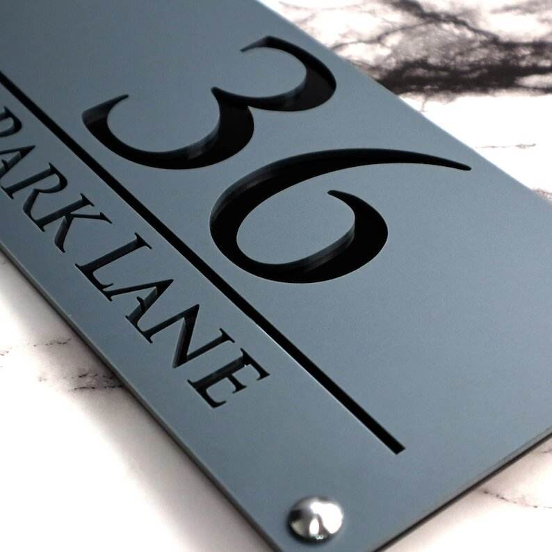 Matte Gray & Black Laser Cut House Number | GN013 - GloriousGifts.Pk | Pakistan's 1 Office & Home Decoration Brand