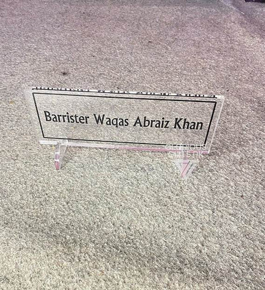 Custom Acrylic Desk Plate Clear | GT011 - GloriousGifts.Pk | Pakistan's 1 Office & Home Decoration Brand