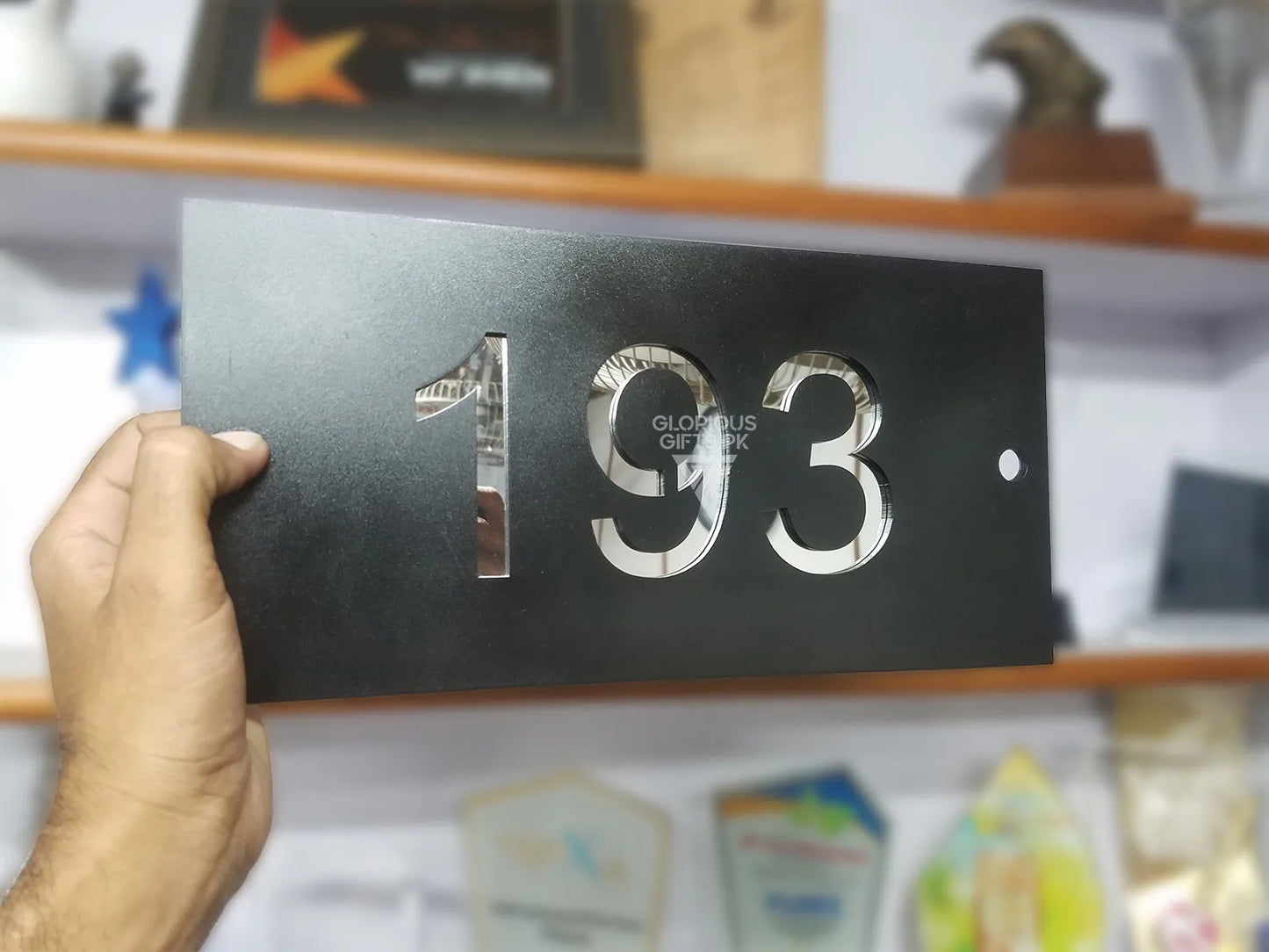 Golden Mirror House Name Plaque | GN010 - GloriousGifts.Pk | Pakistan's 1 Office & Home Decoration Brand