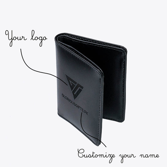 Glossy Black Bifold Wallet Personalized | GX002 - GloriousGifts.Pk | Pakistan's 1 Office & Home Decoration Brand