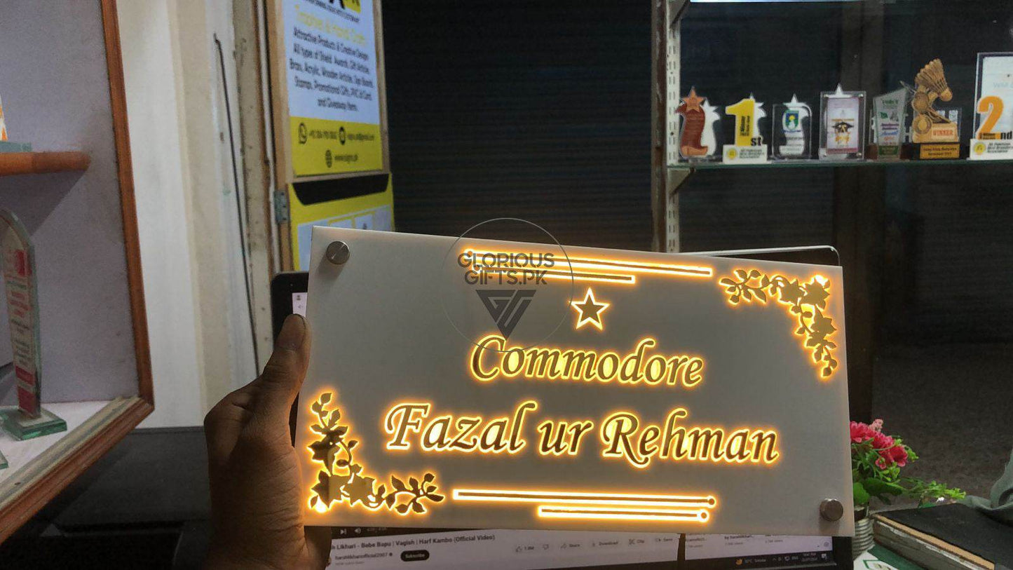 LED Engraved Name Plate | GN018 - GloriousGifts.Pk | Pakistan's 1 Office & Home Decoration Brand