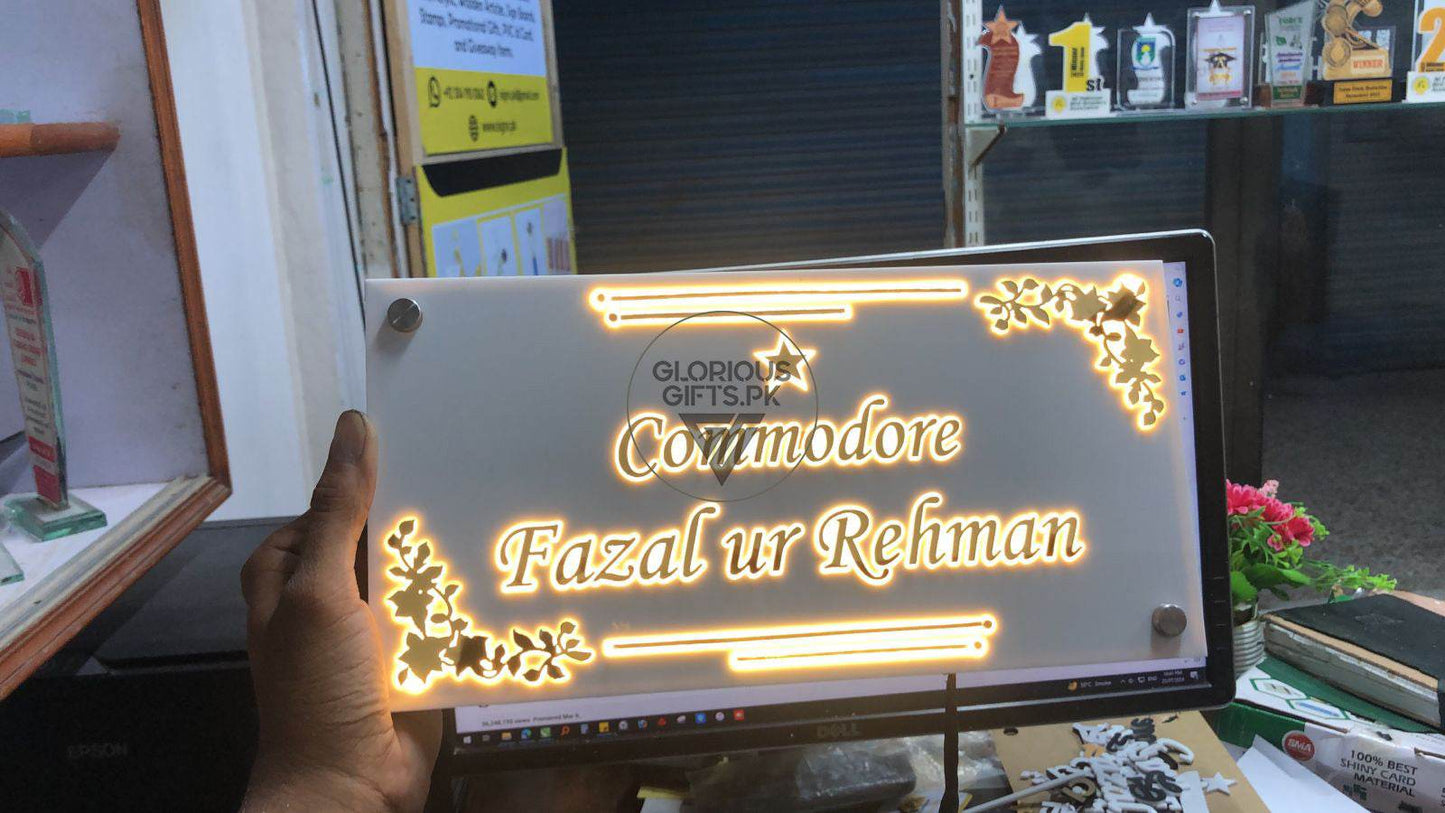 LED Engraved Name Plate | GN018 - GloriousGifts.Pk | Pakistan's 1 Office & Home Decoration Brand