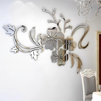 3D Mirror Flower Art Removable Wall Sticker Acrylic Mural Decal Home Room Decor GW001 GloriousGifts.Pk | Pakistan's 1 Office & Home Decoration Brand