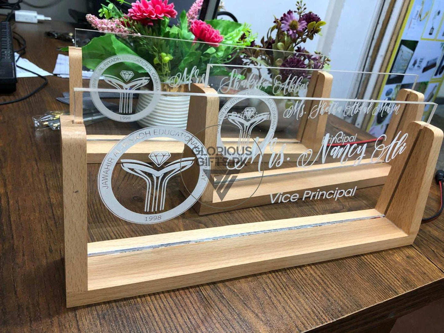 Custom Office Desk Plate with LED Light | GT008
