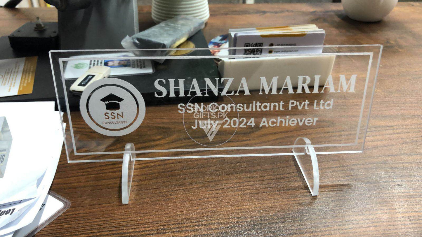 Custom Acrylic Desk Plate Clear | GT011