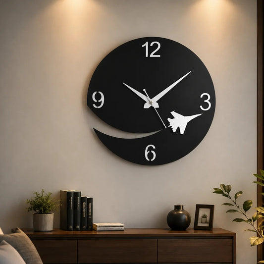 Airplane Round Wooden Clock for Living Room | GC004 - GloriousGifts.Pk | Pakistan's 1 Office & Home Decoration Brand