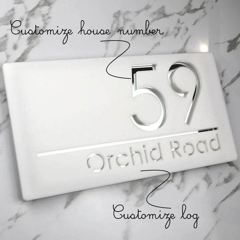 Laser Cut House Number Silver & White | GN014 - GloriousGifts.Pk | Pakistan's 1 Office & Home Decoration Brand