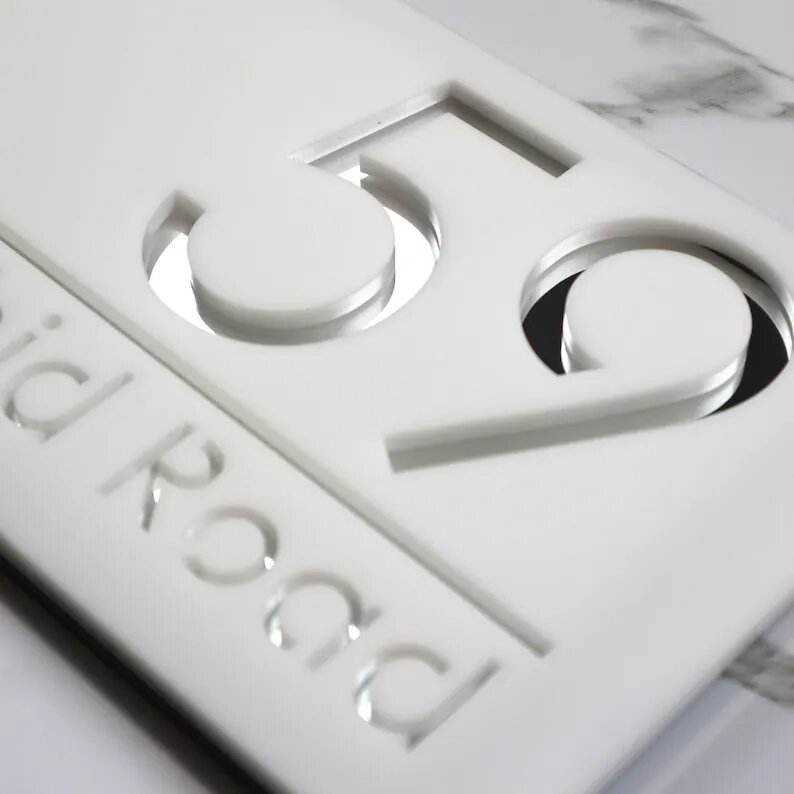 Laser Cut House Number Silver & White | GN014 - GloriousGifts.Pk | Pakistan's 1 Office & Home Decoration Brand