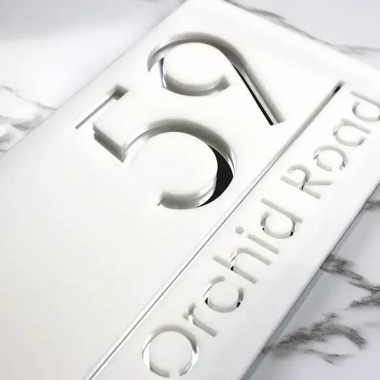 Laser Cut House Number Silver & White | GN014