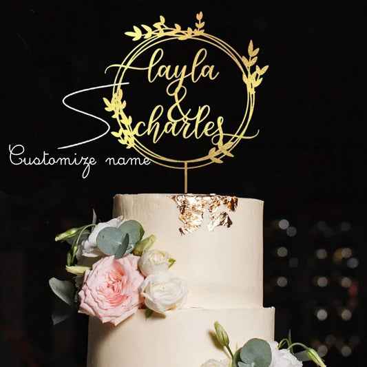 Personalized Golden Wedding Cake Topper Names Gift |GG001 - GloriousGifts.Pk | Pakistan's 1 Office & Home Decoration Brand