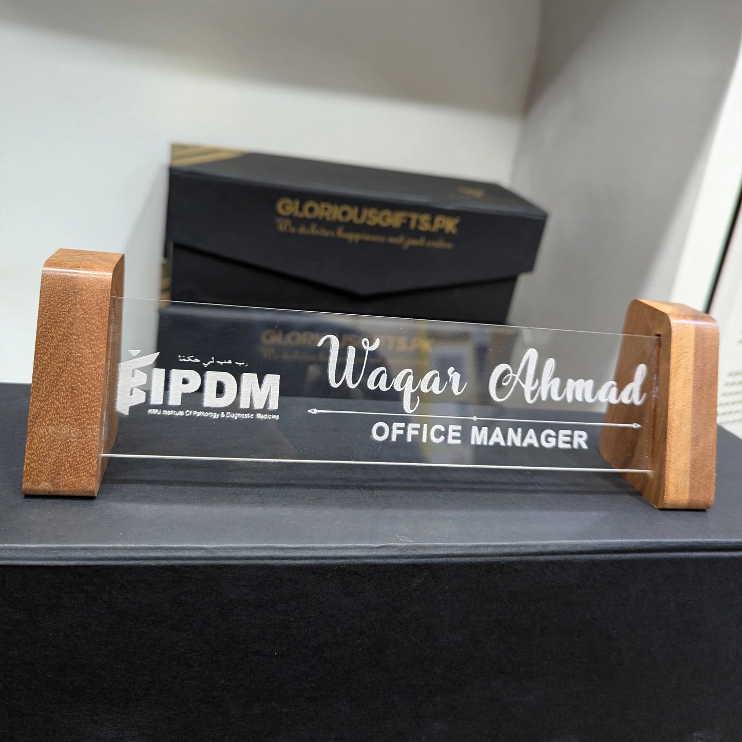 Transparent Acrylic Desk Plate | GT002 - GloriousGifts.Pk | Pakistan's 1 Office & Home Decoration Brand