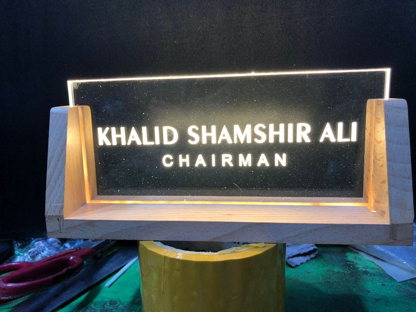 Custom Office Desk Plate with LED Light | GT008 - GloriousGifts.Pk | Pakistan's 1 Office & Home Decoration Brand