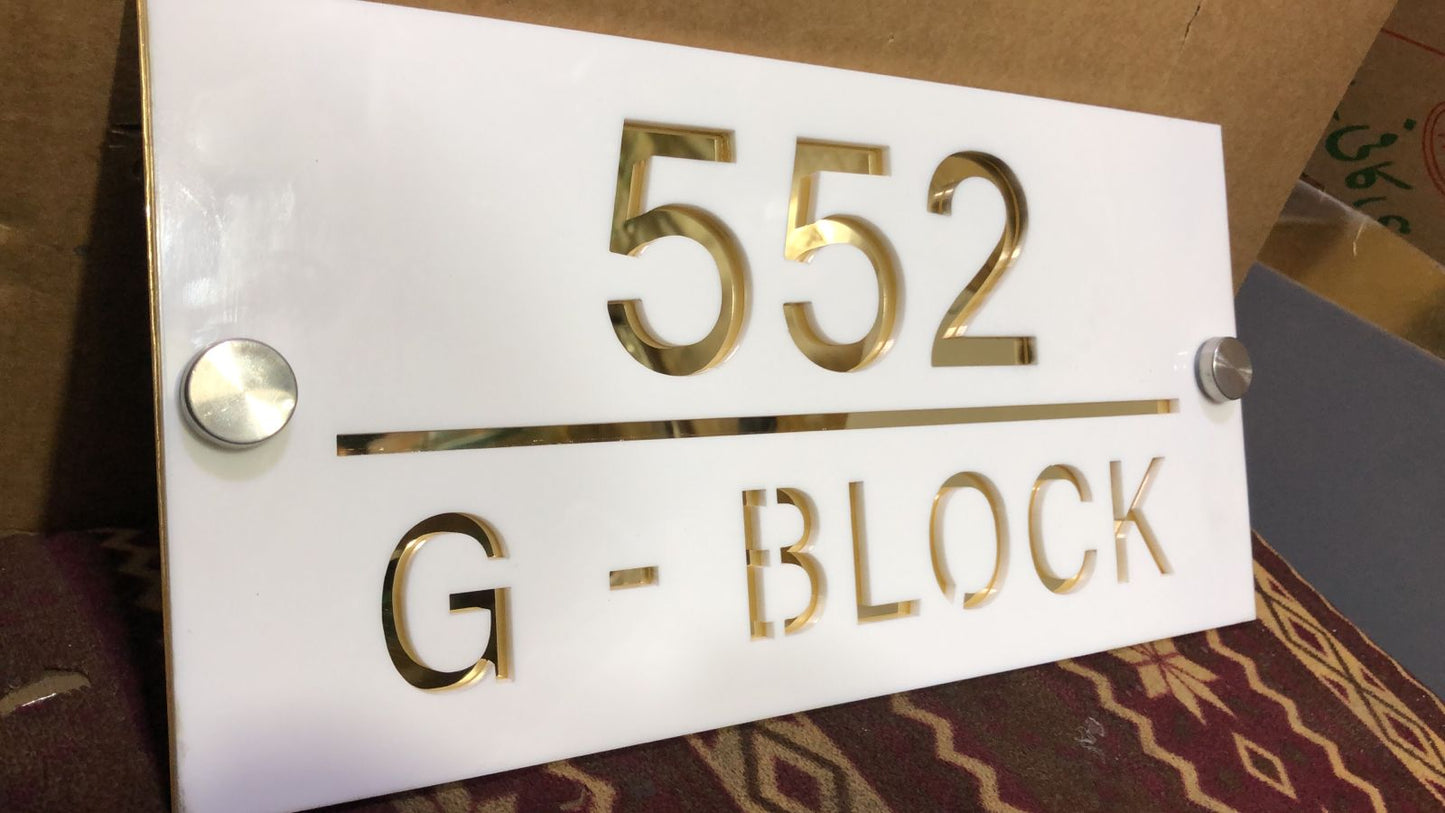Laser Cut House Number Silver & White | GN014