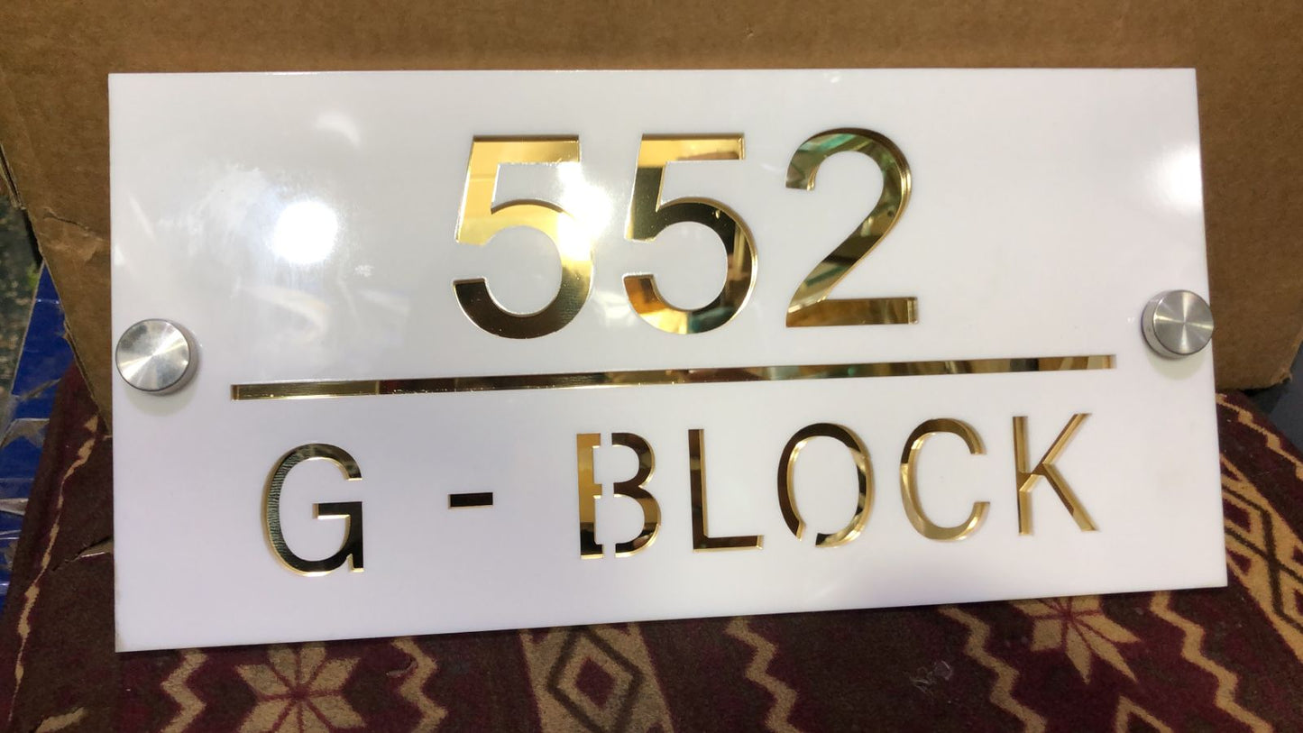 Laser Cut House Number Silver & White | GN014