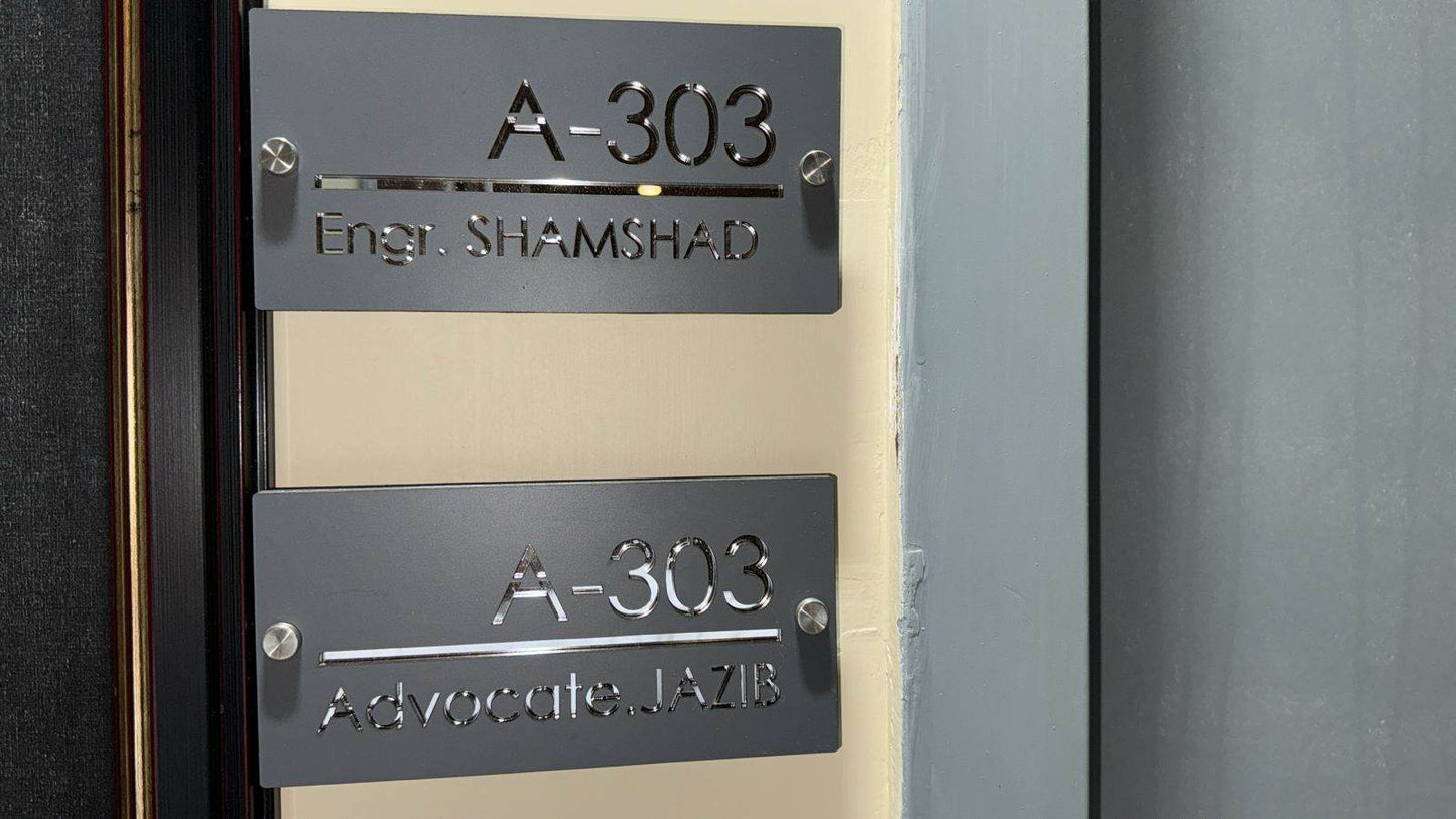 Grey & Silver Mirror Address Plaque | GN009 - GloriousGifts.Pk | Pakistan's 1 Office & Home Decoration Brand