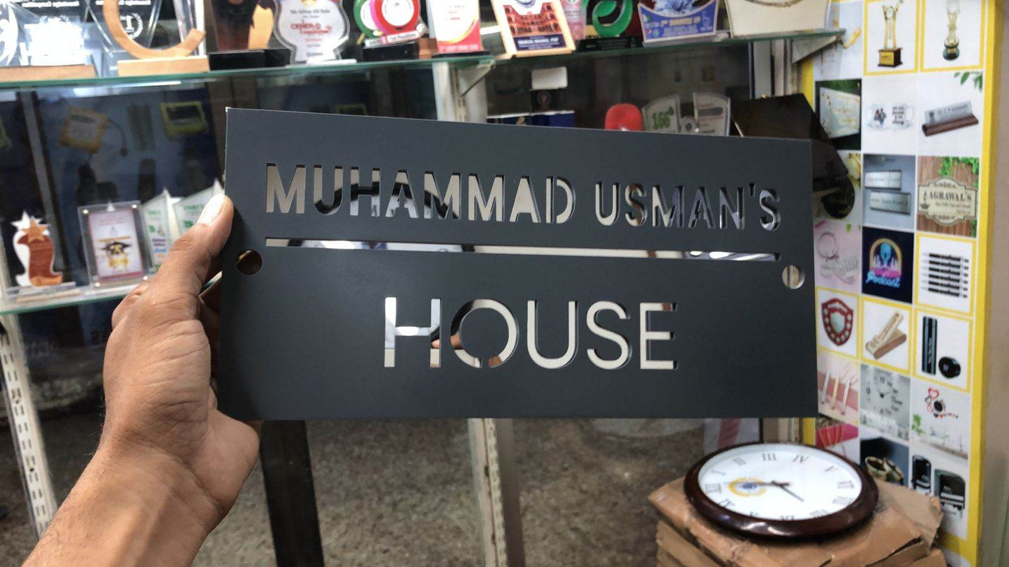 Grey & Silver Mirror Address Plaque | GN009 - GloriousGifts.Pk | Pakistan's 1 Office & Home Decoration Brand