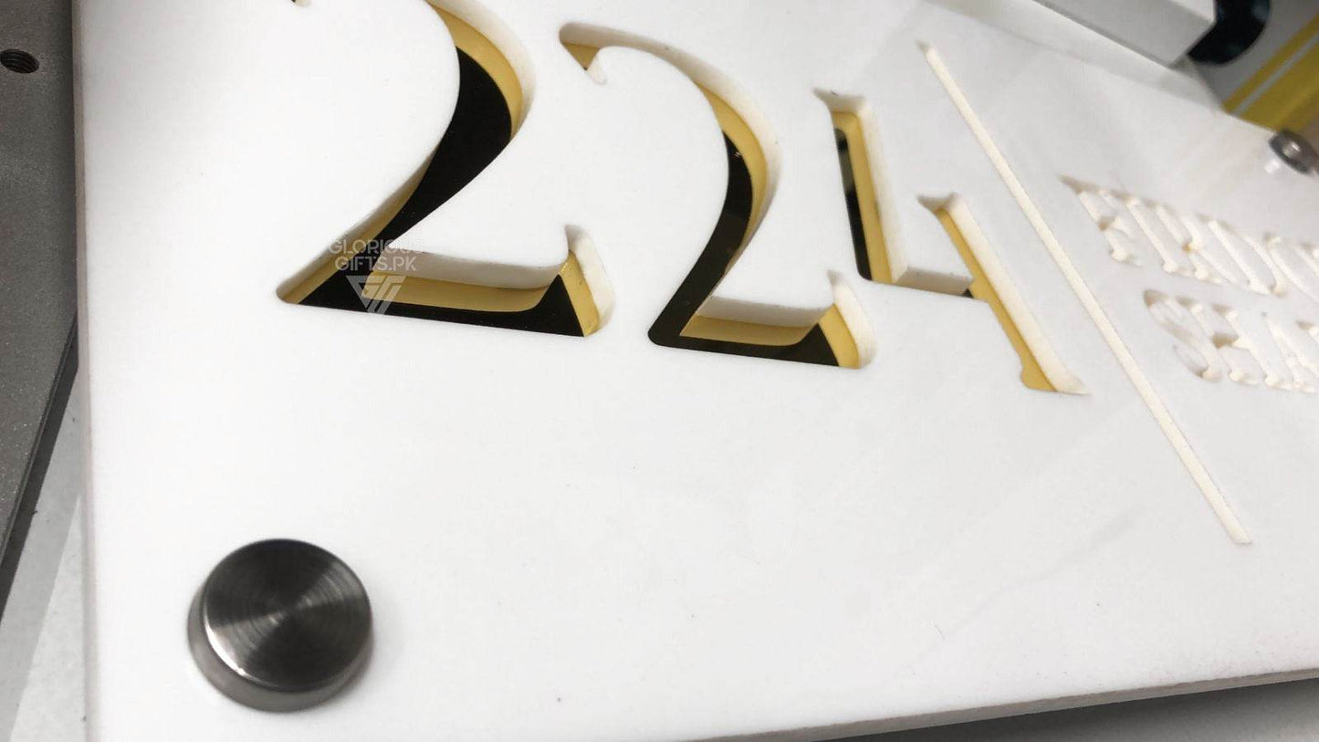 White/Gold Laser Cut House Plaque | GN012 - GloriousGifts.Pk | Pakistan's 1 Office & Home Decoration Brand