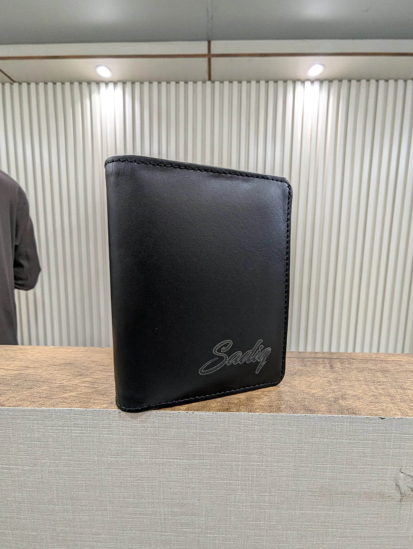 Glossy Black Bifold Wallet Personalized | GX002 - GloriousGifts.Pk | Pakistan's 1 Office & Home Decoration Brand