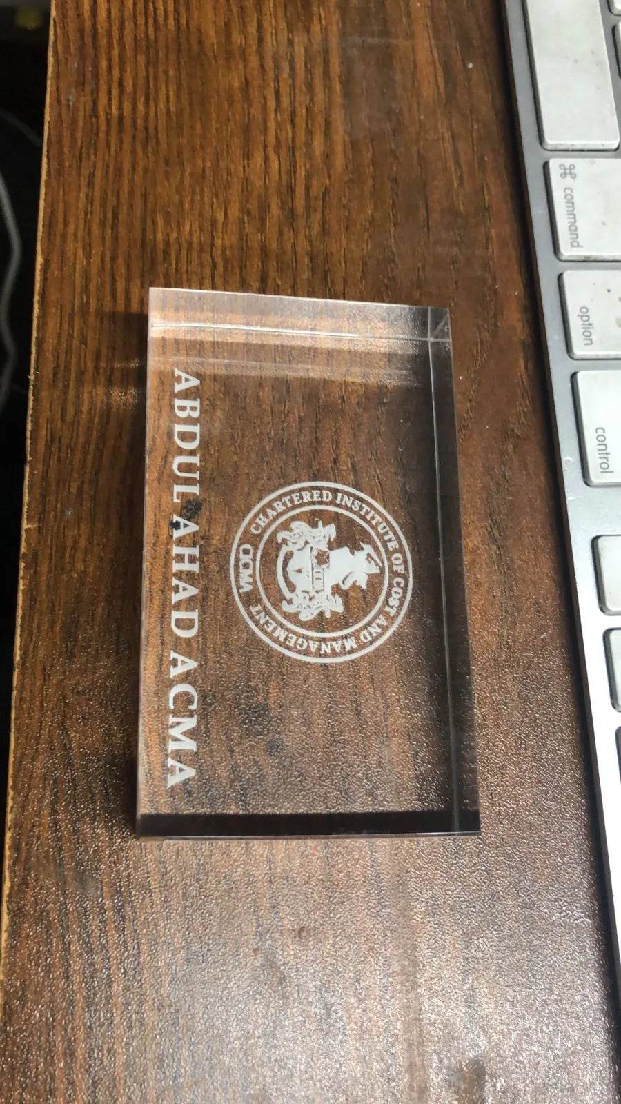 Custom Transparent Paperweight Engraved | GX008 - GloriousGifts.Pk | Pakistan's 1 Office & Home Decoration Brand