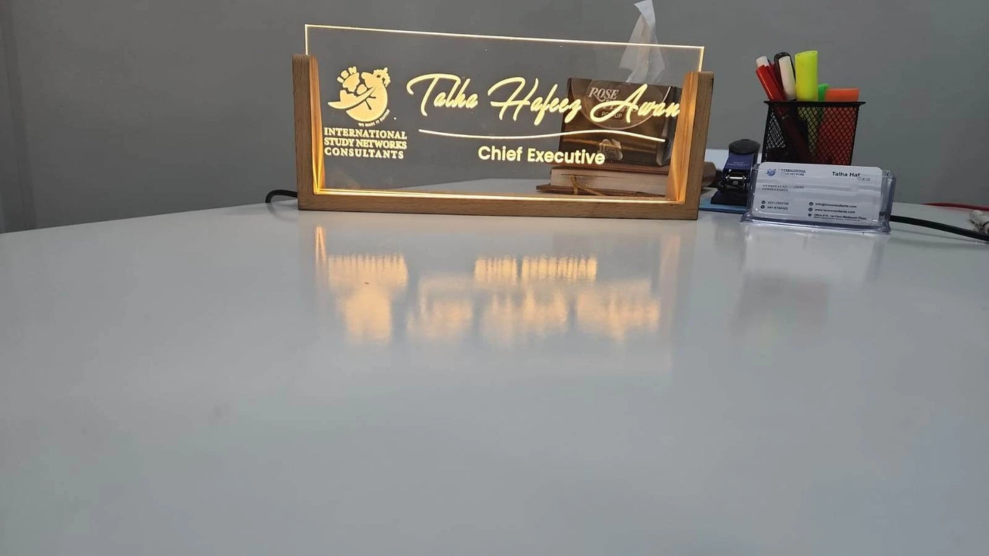 Custom Office Desk Plate with LED Light | GT008