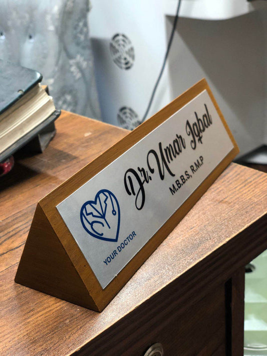 Solid Wooden Triangle Desk plate | GT004 - GloriousGifts.Pk | Pakistan's 1 Office & Home Decoration Brand