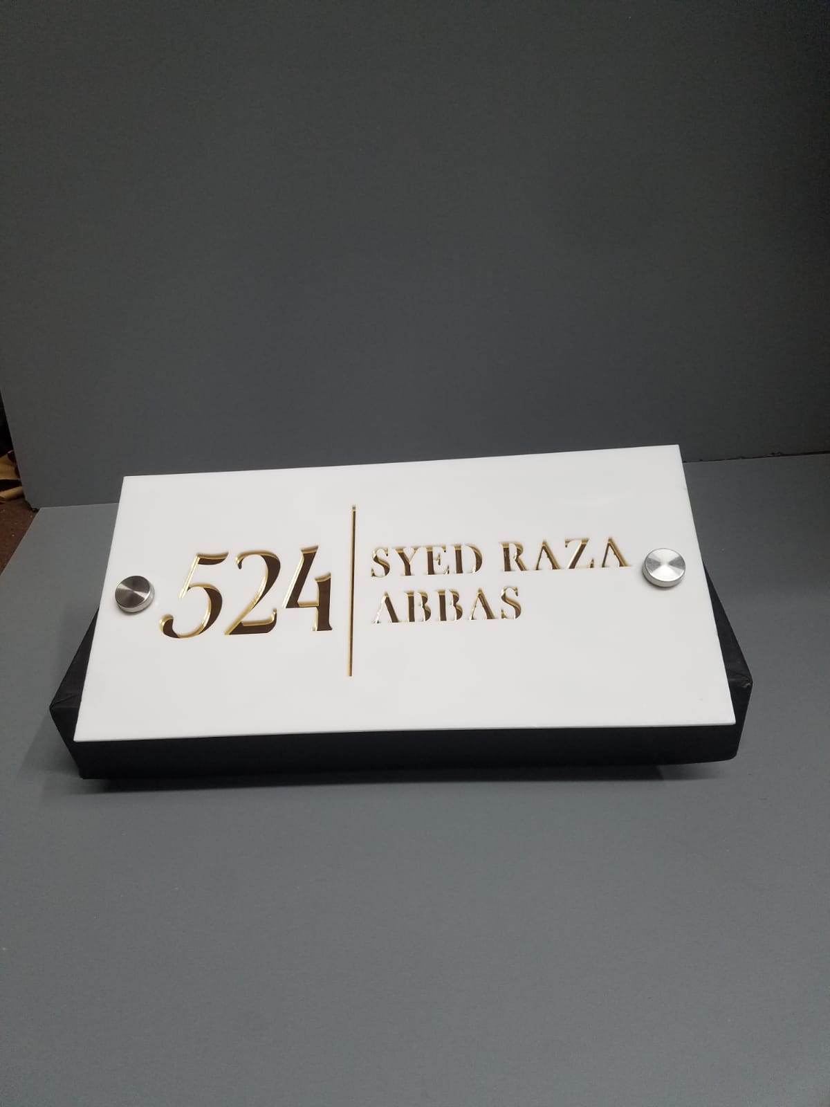Laser Cut Floating Name Plate White,Gold,Silver | GN011 - GloriousGifts.Pk | Pakistan's 1 Office & Home Decoration Brand