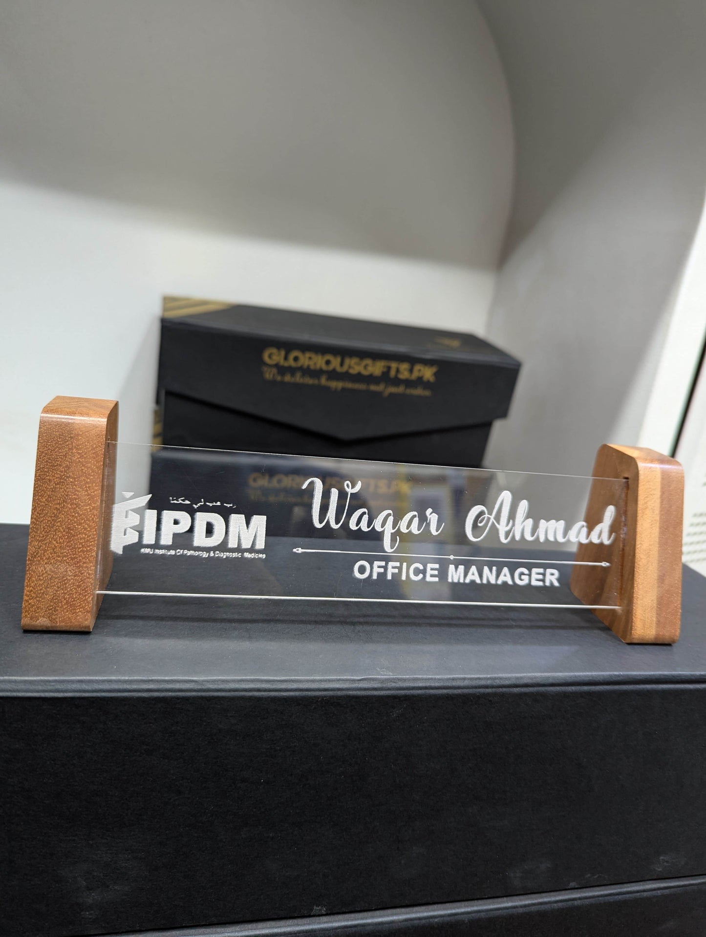Transparent Acrylic Desk Plate | GT002 - GloriousGifts.Pk | Pakistan's 1 Office & Home Decoration Brand