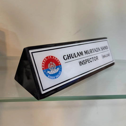 Solid Acrylic Triangle Desk Plate | GT007 - GloriousGifts.Pk | Pakistan's 1 Office & Home Decoration Brand