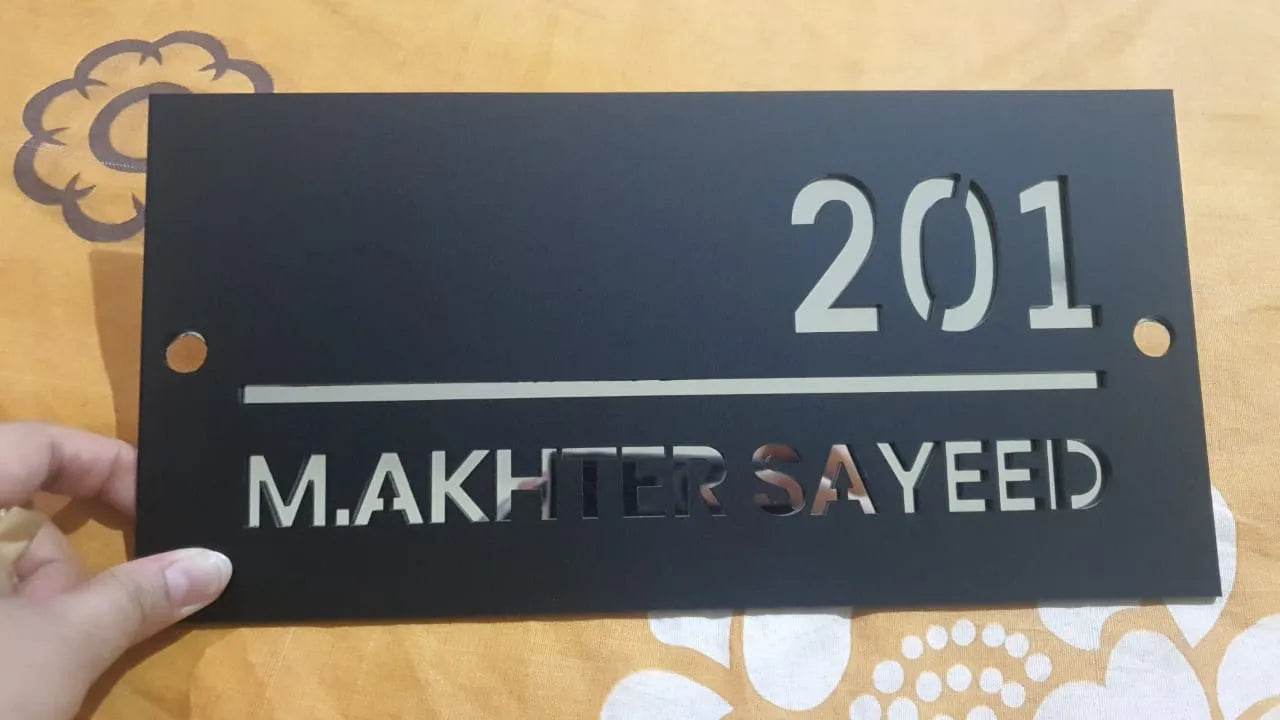 Matte Gray & Black Laser Cut House Number | GN013 - GloriousGifts.Pk | Pakistan's 1 Office & Home Decoration Brand