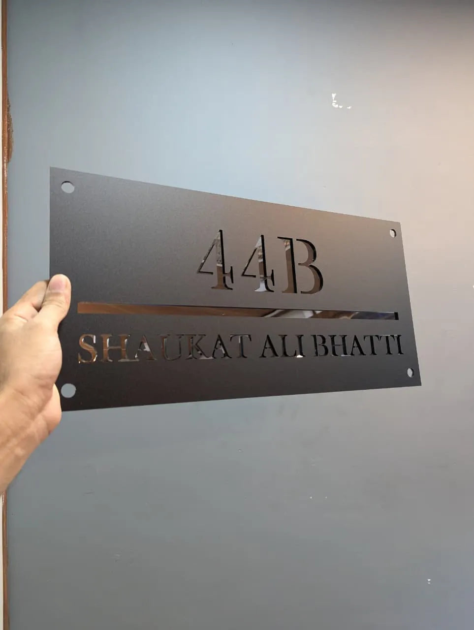 Grey & Silver Mirror Address Plaque | GN009 - GloriousGifts.Pk | Pakistan's 1 Office & Home Decoration Brand
