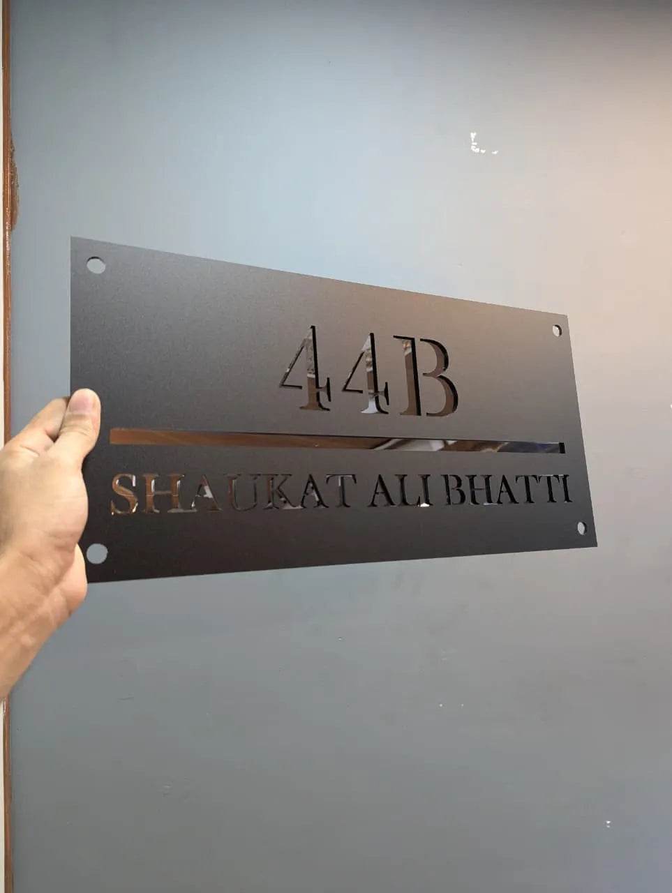 Grey & Silver Mirror Address Plaque | GN009 - GloriousGifts.Pk | Pakistan's 1 Office & Home Decoration Brand