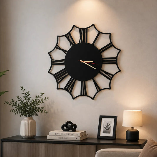 Black Oversized Silent Wooden Clock | GC013 - GloriousGifts.Pk | Pakistan's 1 Office & Home Decoration Brand