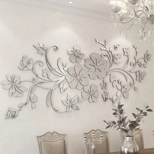 3D Mirror Flower Wall Sticker Stylish Home Décor | GW001 - GloriousGifts.Pk | Pakistan's 1 Office & Home Decoration Brand
