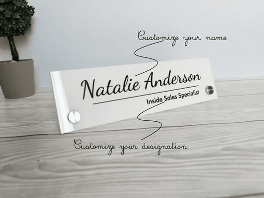 Custom Acrylic Desk Nameplate Name Title | GT014 - GloriousGifts.Pk | Pakistan's 1 Office & Home Decoration Brand