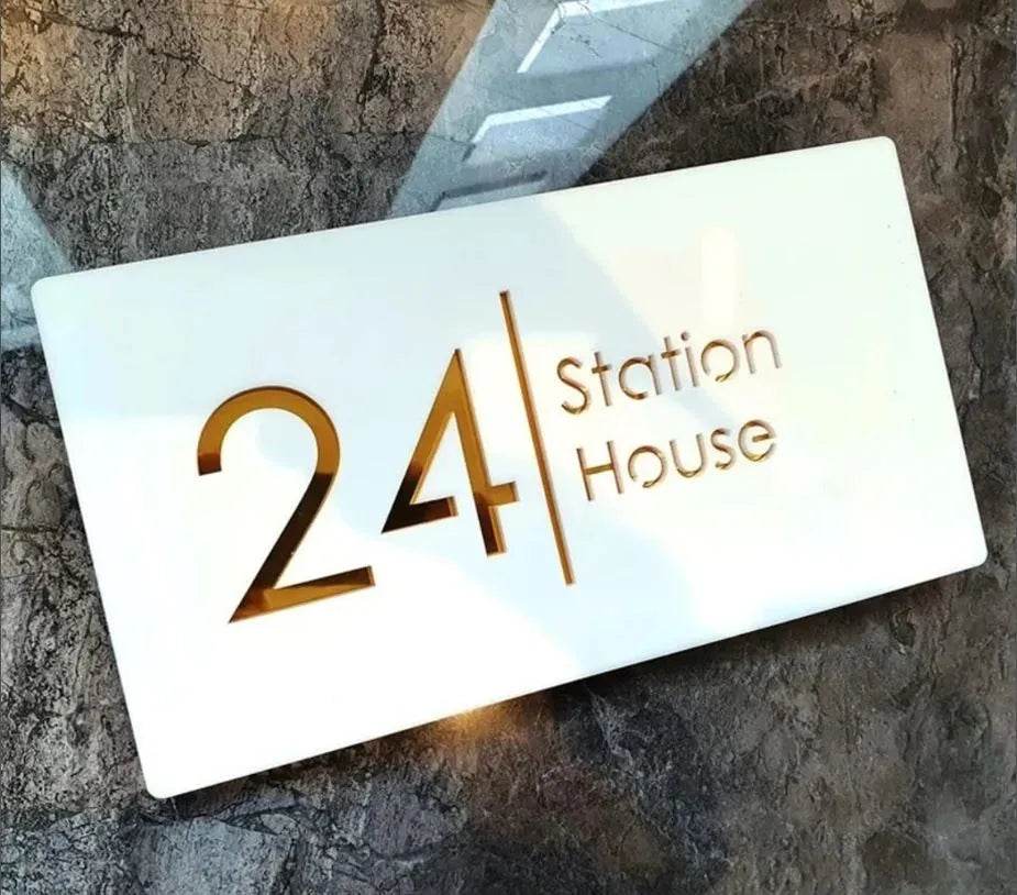 White/Gold Laser Cut House Plaque | GN012 - GloriousGifts.Pk | Pakistan's 1 Office & Home Decoration Brand