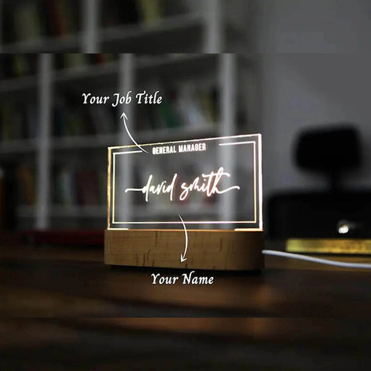 Custom Acrylic Desk Sign with USB Light | GT006 - GloriousGifts.Pk | Pakistan's 1 Office & Home Decoration Brand