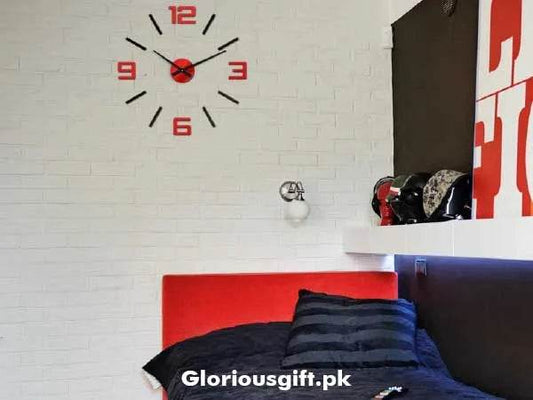 Large Black & Mirror Wall Clock Silver Accents | GC020 - GloriousGifts.Pk | Pakistan's 1 Office & Home Decoration Brand