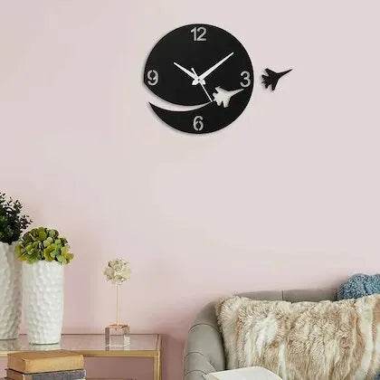 Airplane Round Wooden Clock for Living Room | GC004 - GloriousGifts.Pk | Pakistan's 1 Office & Home Decoration Brand