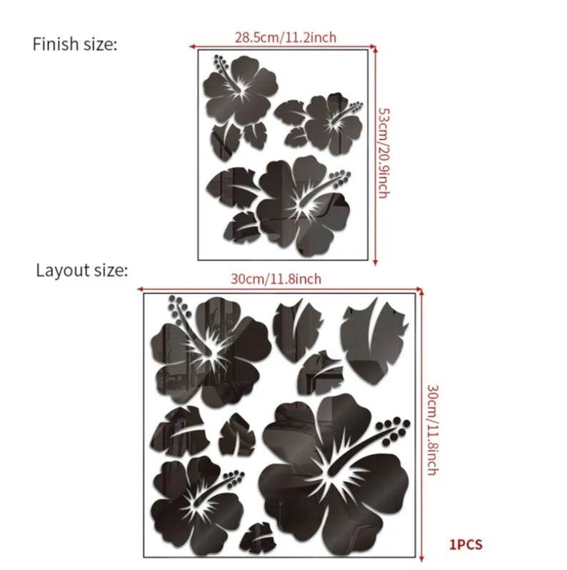 Rose Flower Leaves Silver Mirror Acrylic GW002 - GloriousGifts.Pk | Pakistan's 1 Office & Home Decoration Brand