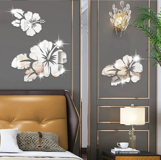 Rose Flower Leaves Silver Mirror Acrylic GW002 - GloriousGifts.Pk | Pakistan's 1 Office & Home Decoration Brand