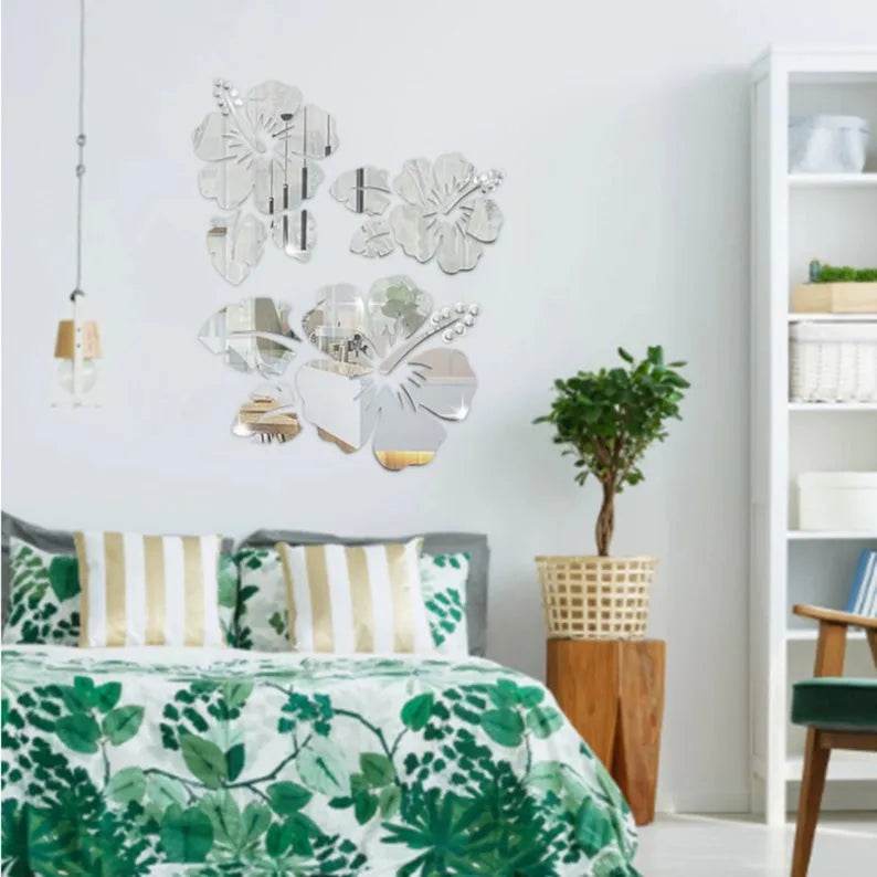 Rose Flower Leaves Silver Mirror Acrylic GW002 - GloriousGifts.Pk | Pakistan's 1 Office & Home Decoration Brand
