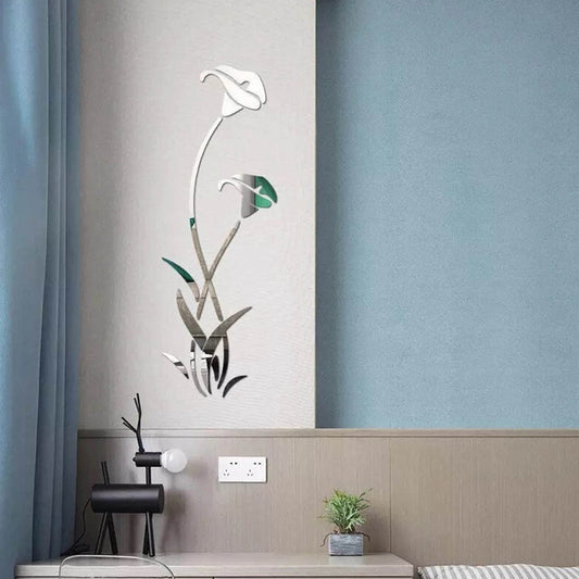 Flower Blossom Silver Mirror Reflective Wall Stickers GW004 - GloriousGifts.Pk | Pakistan's 1 Office & Home Decoration Brand