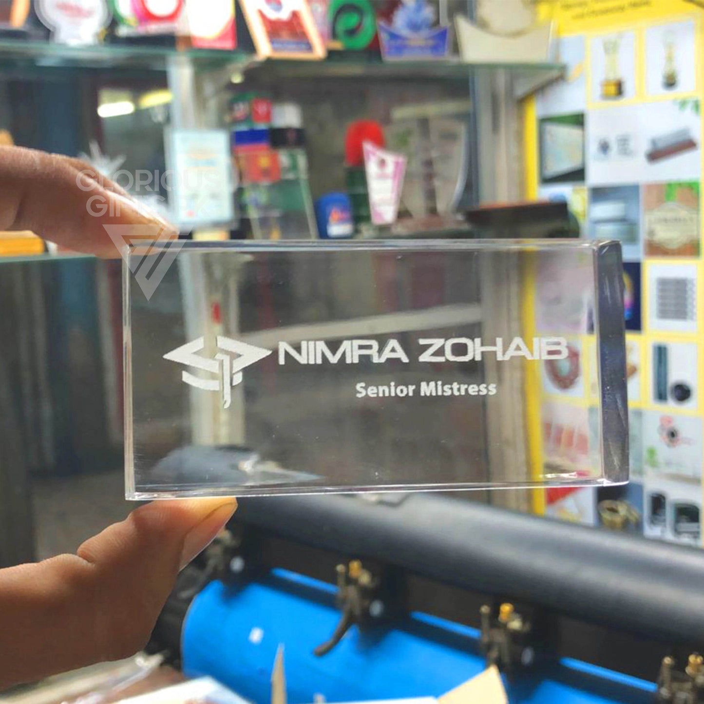 Custom Transparent Paperweight Engraved | GX008 - GloriousGifts.Pk | Pakistan's 1 Office & Home Decoration Brand
