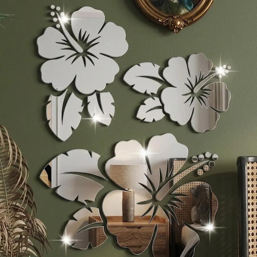 Rose Flower Leaves Silver Mirror Acrylic GW002 - GloriousGifts.Pk | Pakistan's 1 Office & Home Decoration Brand