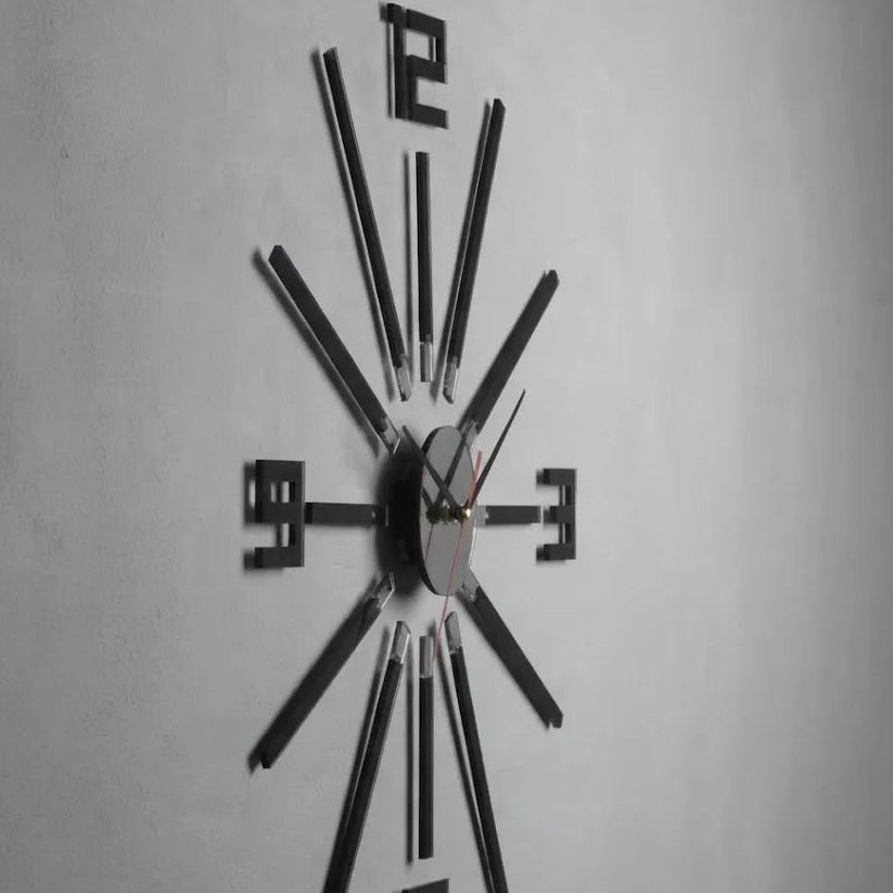 Large Silver & Black Mirror Clock  Unique Gift | GC001 - GloriousGifts.Pk | Pakistan's 1 Office & Home Decoration Brand