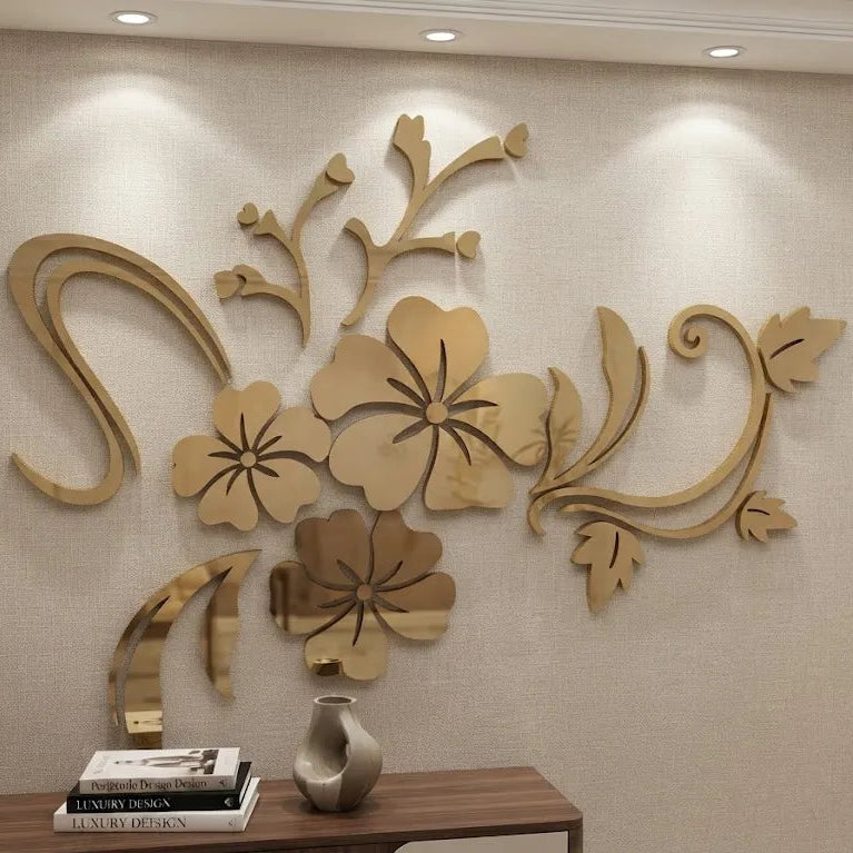3D Mirror Flower Wall Sticker Stylish Home Décor | GW001 - GloriousGifts.Pk | Pakistan's 1 Office & Home Decoration Brand