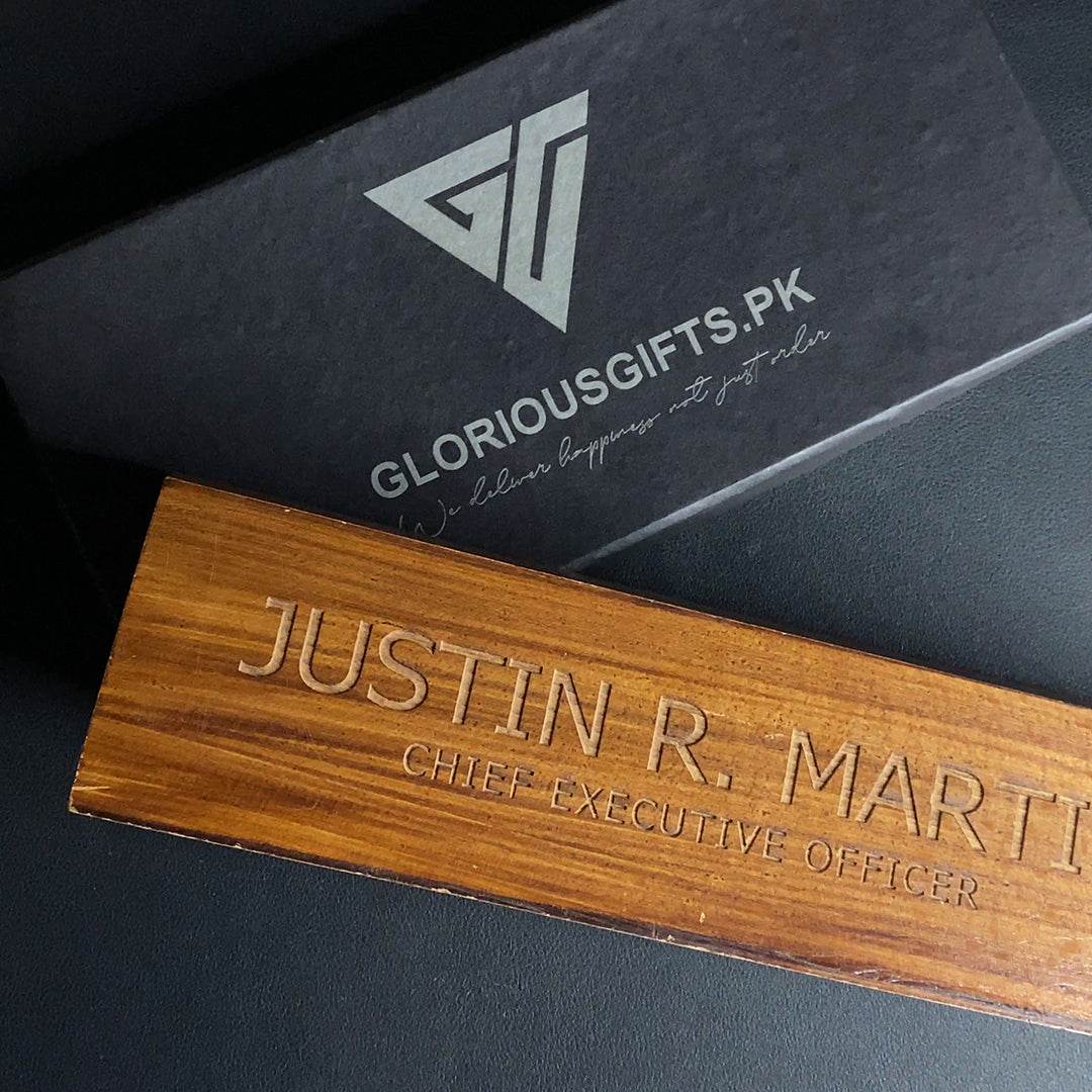 Wooden Desk Name Plate | GT009 - GloriousGifts.Pk | Pakistan's 1 Office & Home Decoration Brand