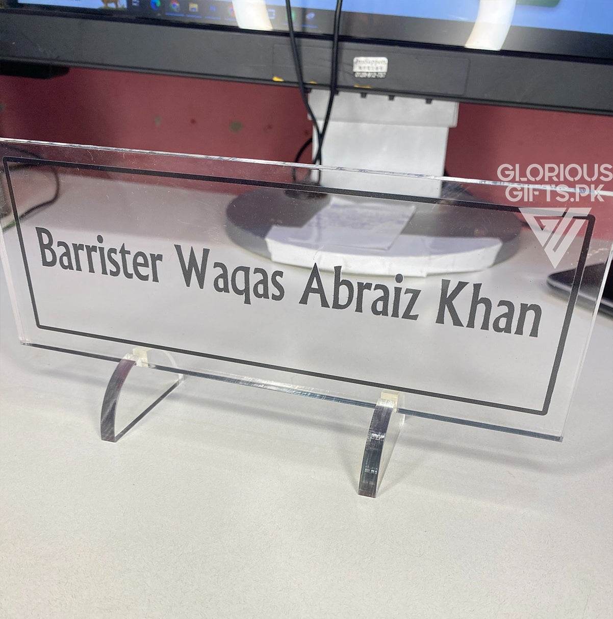Custom Acrylic Desk Plate Clear | GT011