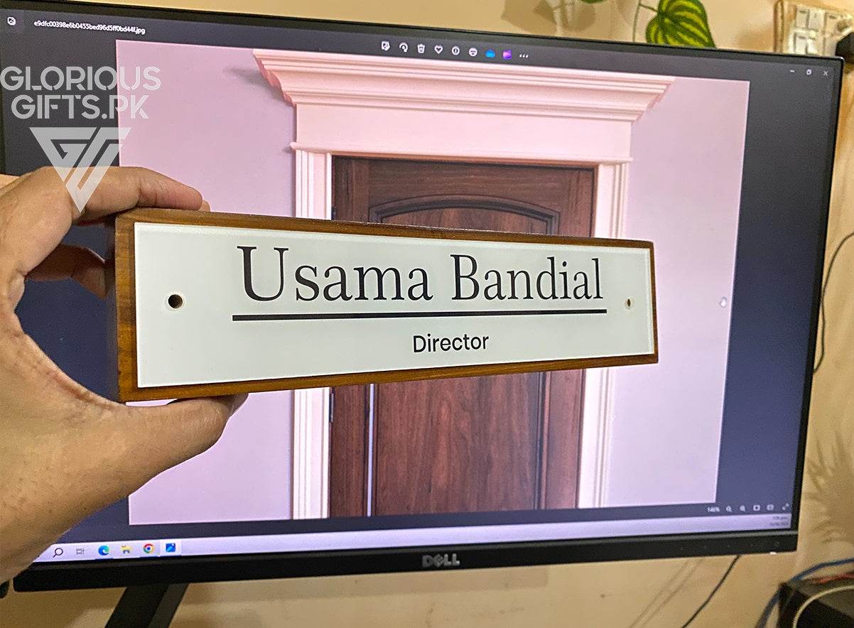 Acrylic + Wooden Door Name Plate | GD006 - GloriousGifts.Pk | Pakistan's 1 Office & Home Decoration Brand